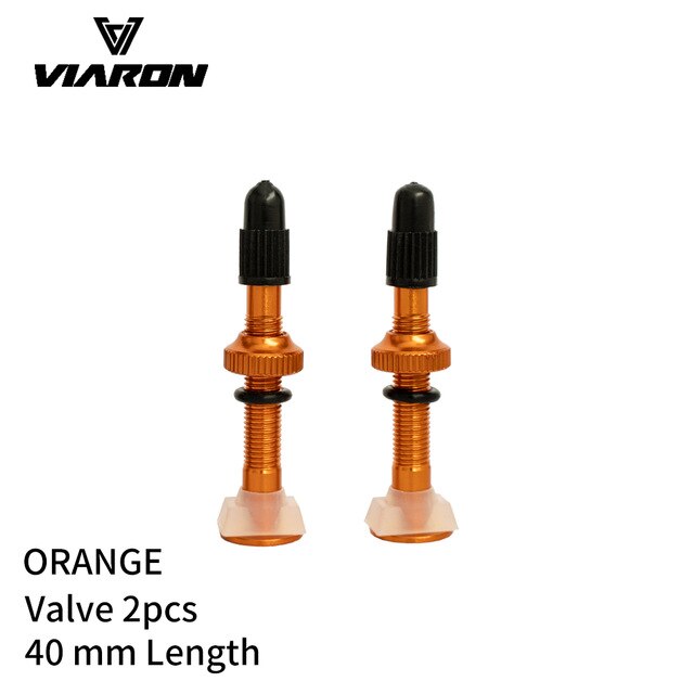 VIARON 2PCS 40/60mm Fahrrad F/V prasta Tubeless Reifen Ventil Rennrad MTB Reifen Luft ventil Legierung Ventil Kappe Für fahrrad Teile: 40mm Orange 2pc