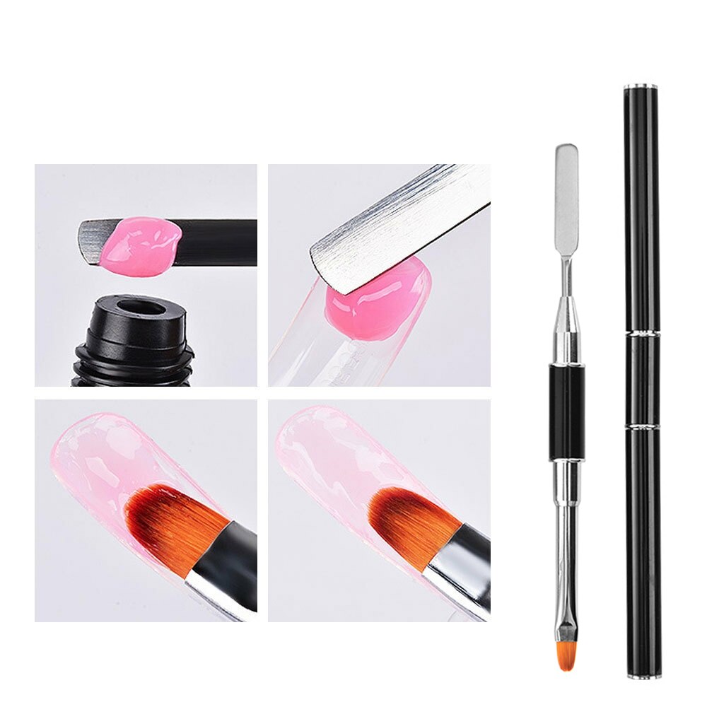 2 In 1 Dual-Ended Brush Picker Rvs Gel Professionele Nail Tool Voor Uv Gel Acryl Nagels Uitbreiding tool