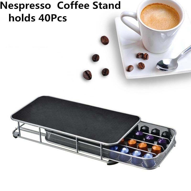 Nespresso Schublade Lagerung 40 Nespresso Kapseln Kaffee Schote Halfter Stehen Küche Metall verwöhnen Organisation Schublade