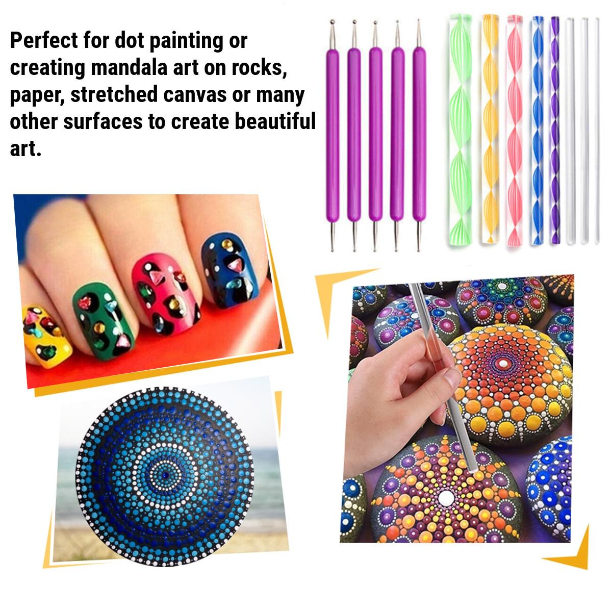 62pcs Mandala Dotting Tools for Painting Rocks Mandala Painting Dotting Stencil Dot Mandala Kit Nail Rock Fabric Wall Art DIY