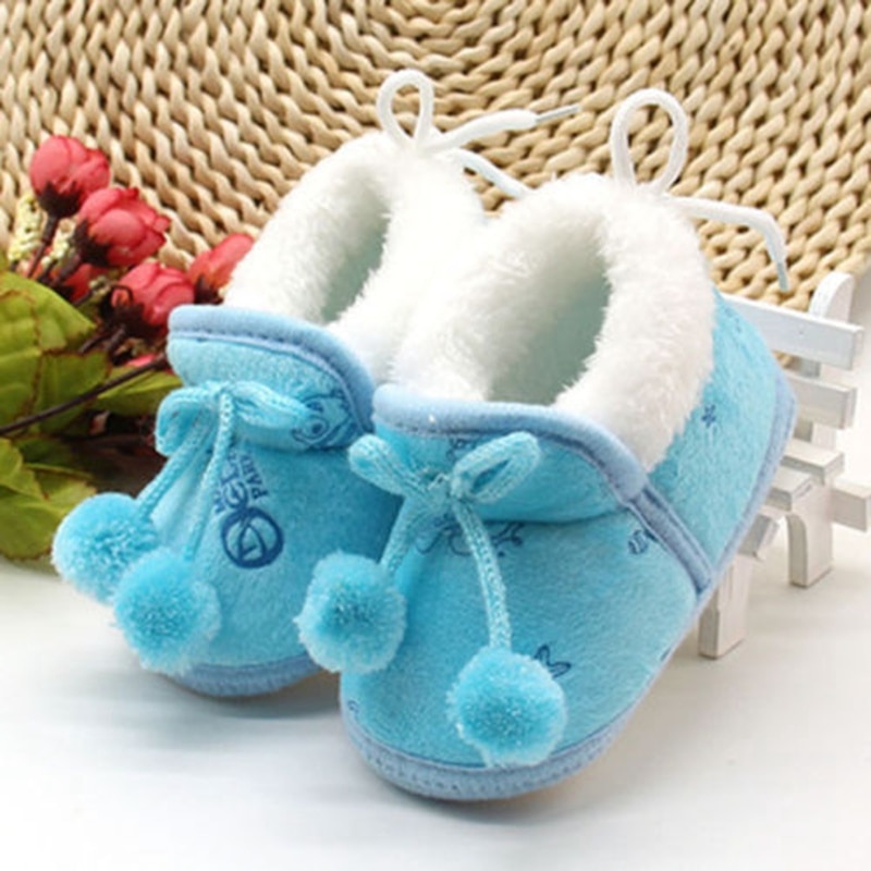 Pasgeboren Peuter Infant Baby Meisjes Effen Hairball Warme Pluche Laarzen Zachte Tong Schoenen Casual Winter