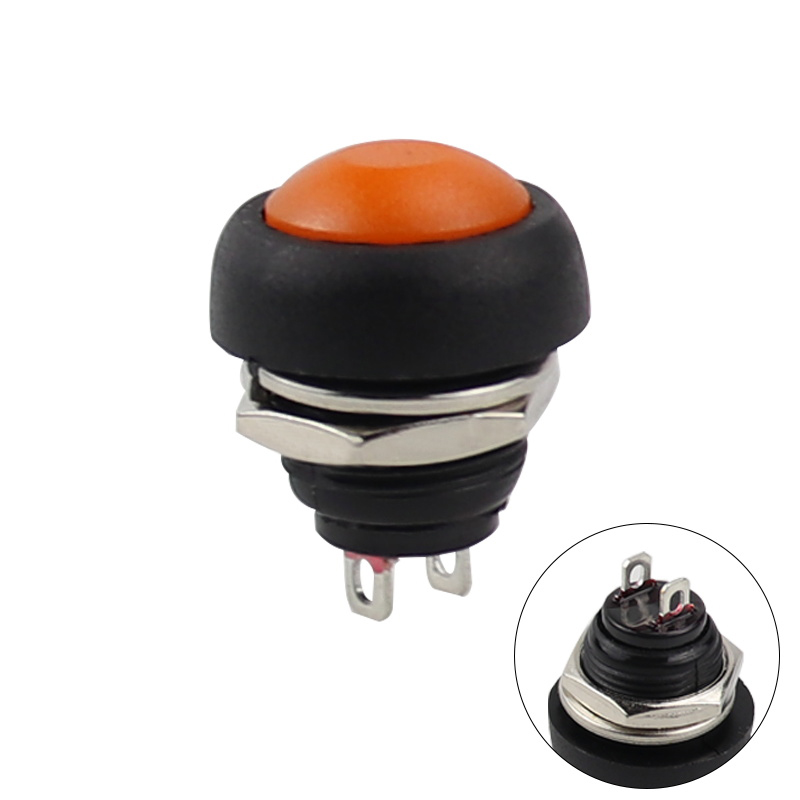 7Pcs PBS-33b 2Pin Mini Switch 12mm 12V 1A Waterproof momentary Push button Switch since the reset Non-locking: Oranje