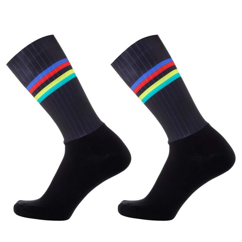 Calcetines de Ciclismo Aero para hombre, medias deportivas de silicona antideslizantes para bicicleta de carretera, equipo , novedad: a black