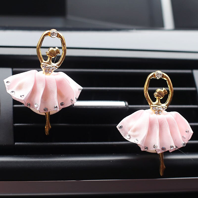 Dejlig diamant sæt ballet pige bil outlet dekoration bil bil interiør tilbehør klimaanlæg parfume parfume klip: Pink et par