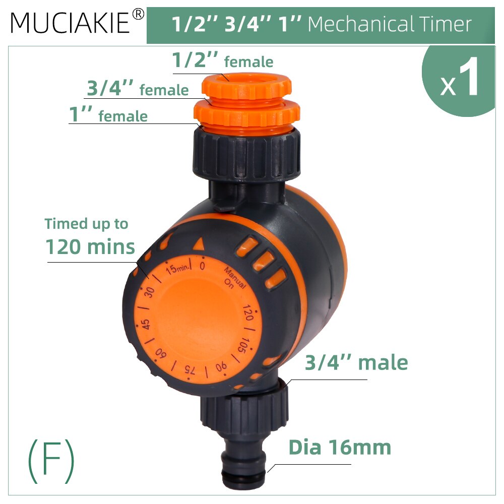3-Way Double Control Watering Mechanical Timer with Irrigation Automatic Controller for Garden Greenhouse Faucet Hose Sprinkler: F