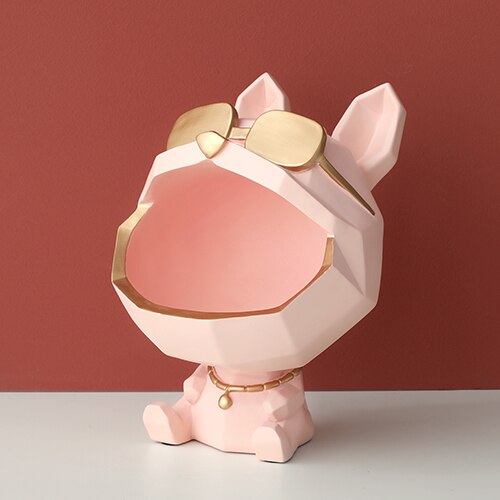 Frosch Lagerung Kasten Behälter Harz hause büro Schmuck Schlüssel Kasten Obst Süssigkeit Kasten Frosch figur skulptur moderne kunst statuen für dekoration: Rosa Hund