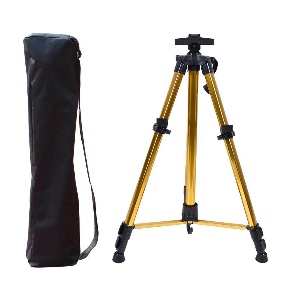 Thick Aluminum Alloy Easel Golden Small Hand-cranked Telescopic Sketch Folding Art Easel Metal Tripod Display Easel Adj. Height: Default Title