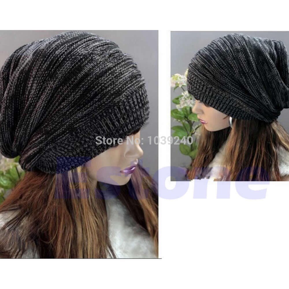 Neue Männer frauen stricken ausgebeult Mütze Baskenmütze Hütte Winter warm Übergroßen Ski Deckel unisex