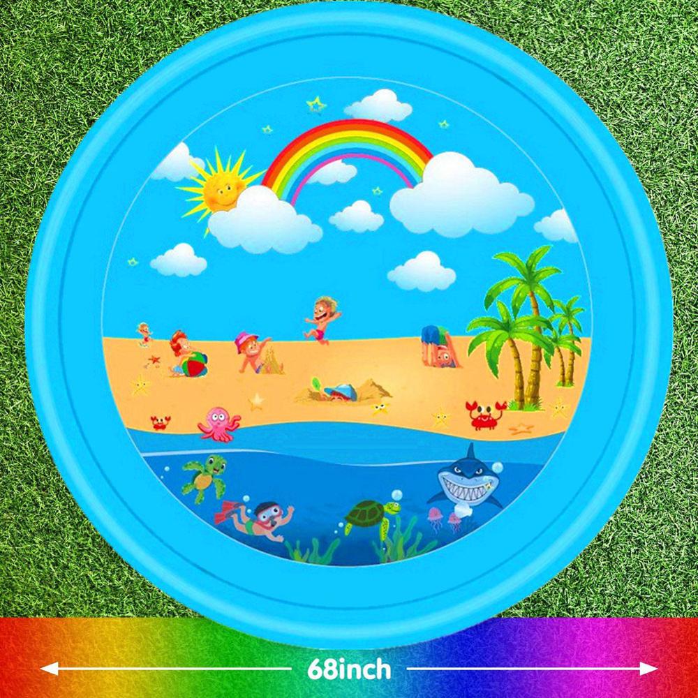 Alfombrilla de juego con rociador de agua para niño y niña, alfombra de juego de 68 pulgadas, juguetes de agua para niños pequeños, estera de juego con fuente al aire libre, al aire libre