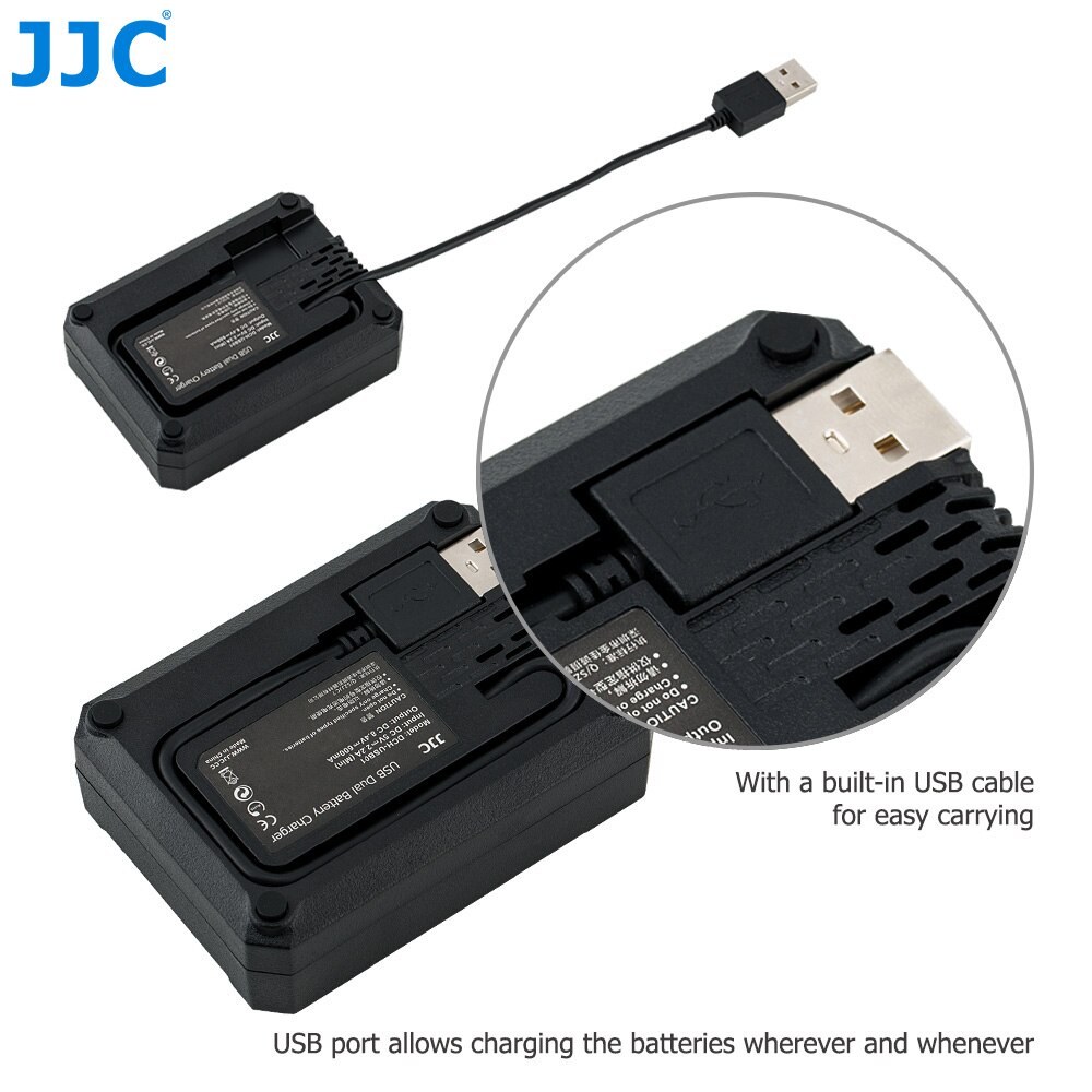 JJC USB Dual Battery Charger for Canon LP-E17 LPE17 on Canon EOS 850D M6 Mark II M6 M3 77D 800D 760D 750D Replace LC-E17C LC-E17