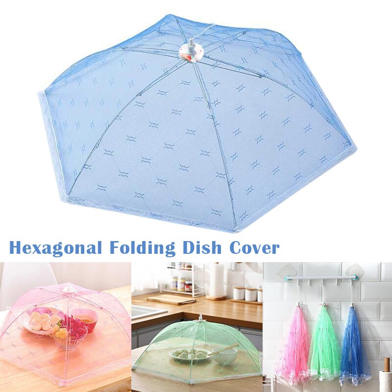 Hexagonal Active Dish Cover Folding Dish Cover Umbrella Type Lace Dish Cover Rice Cover