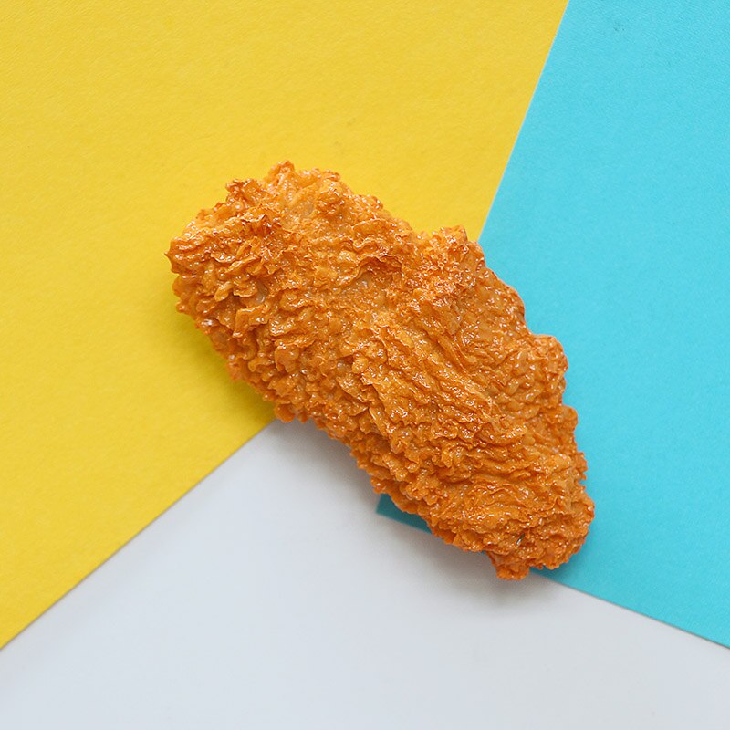 Imanes de nevera 3D de simulación de comida creativa, cono dulce, pierna de pollo frito, hamburguesa, decoración magnética, pasta de refrigerador: Fried chicken wings