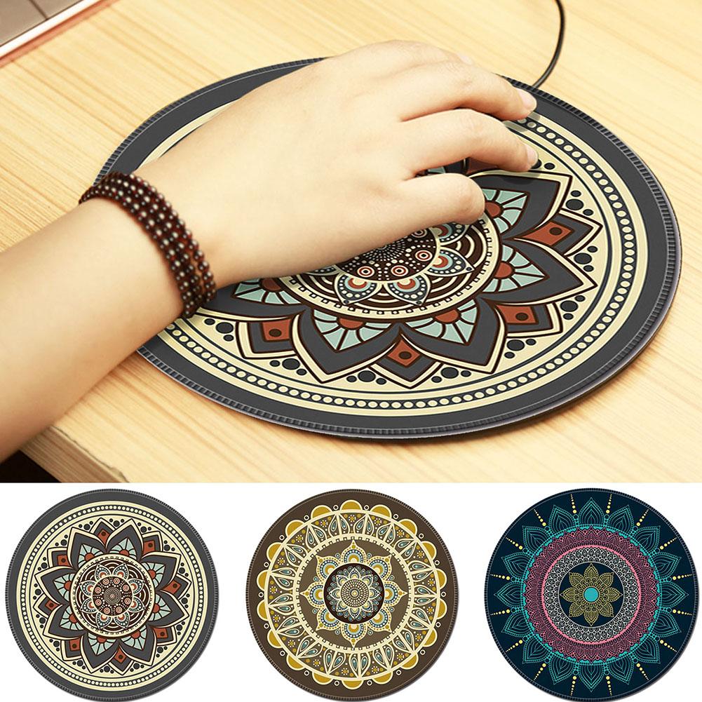 1Pcs Vintage Bohemian Patroon Ronde Computer 3D Spel Tapijt Muismat Mat Antislip Mousepad