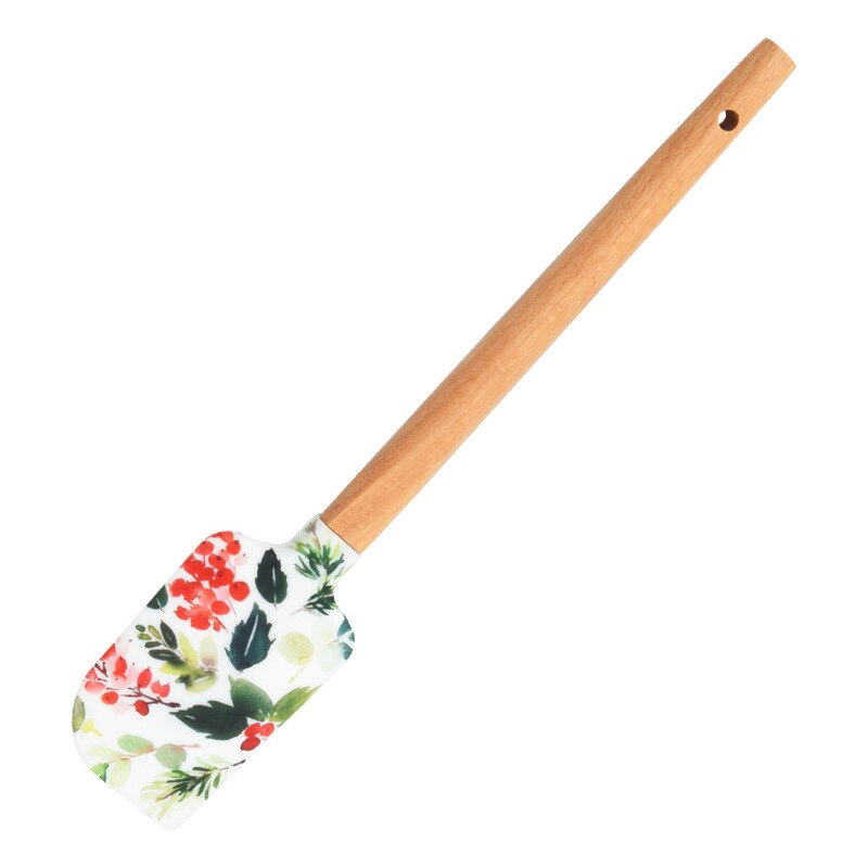 Silicone Cake Cream Spatula Butter Cake Bread Spatula Wooden Handle Cake Scraper Edge Smoother Decorating Kitchen Accessories: C
