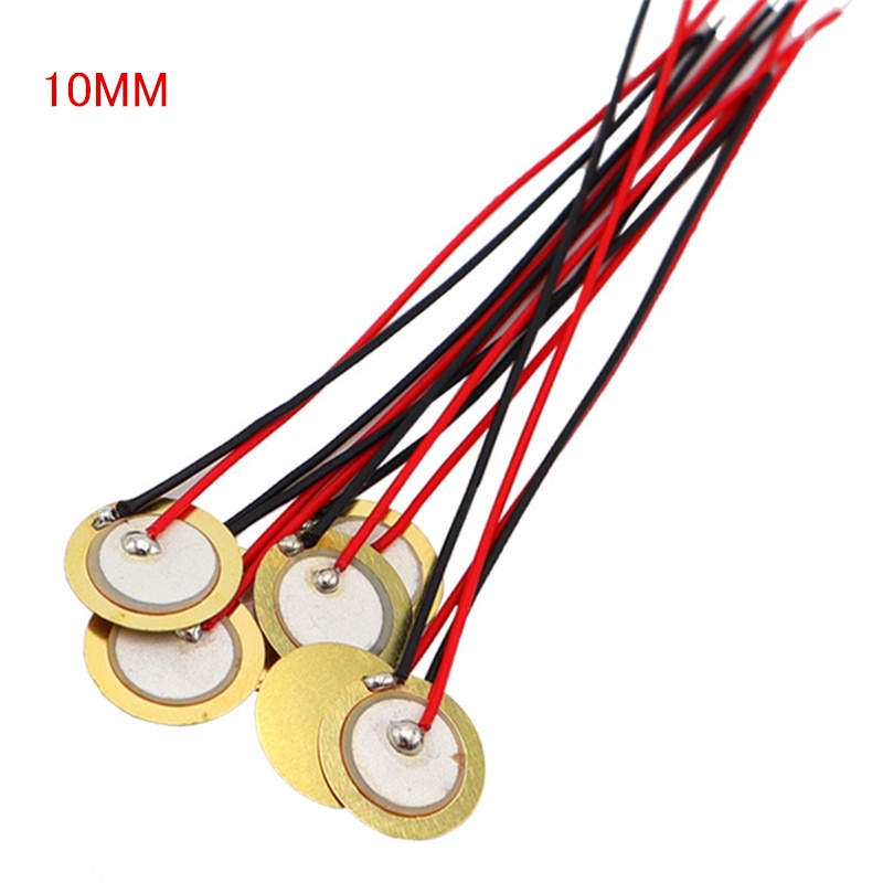 10 Stks/partij 10Mm Piezo Buzzer Sirene Sensor Trigger Drum Disc Met Draad Koper Piezo Buzzers Voor Buzzer Luidspreker Diy