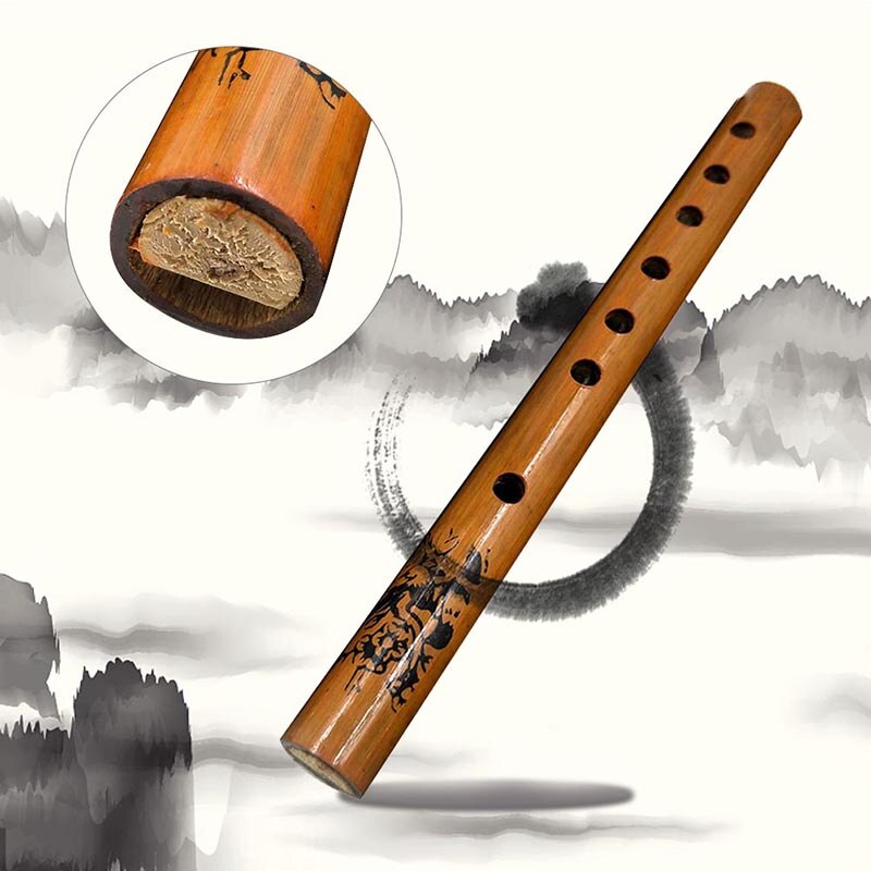 1PC Chinese Traditional 6 Hole Bamboo Flute Vertical Flute Clarinet Student Musical Instrument Wood Color 24CM