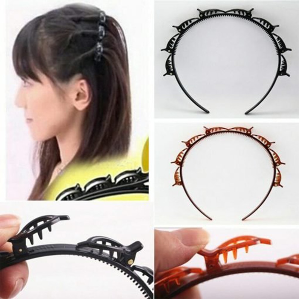 Double Layer Hari Band Twist Plait Clip Front Hair Clips Hairpin Headband Beauty Tool Hair Accessories