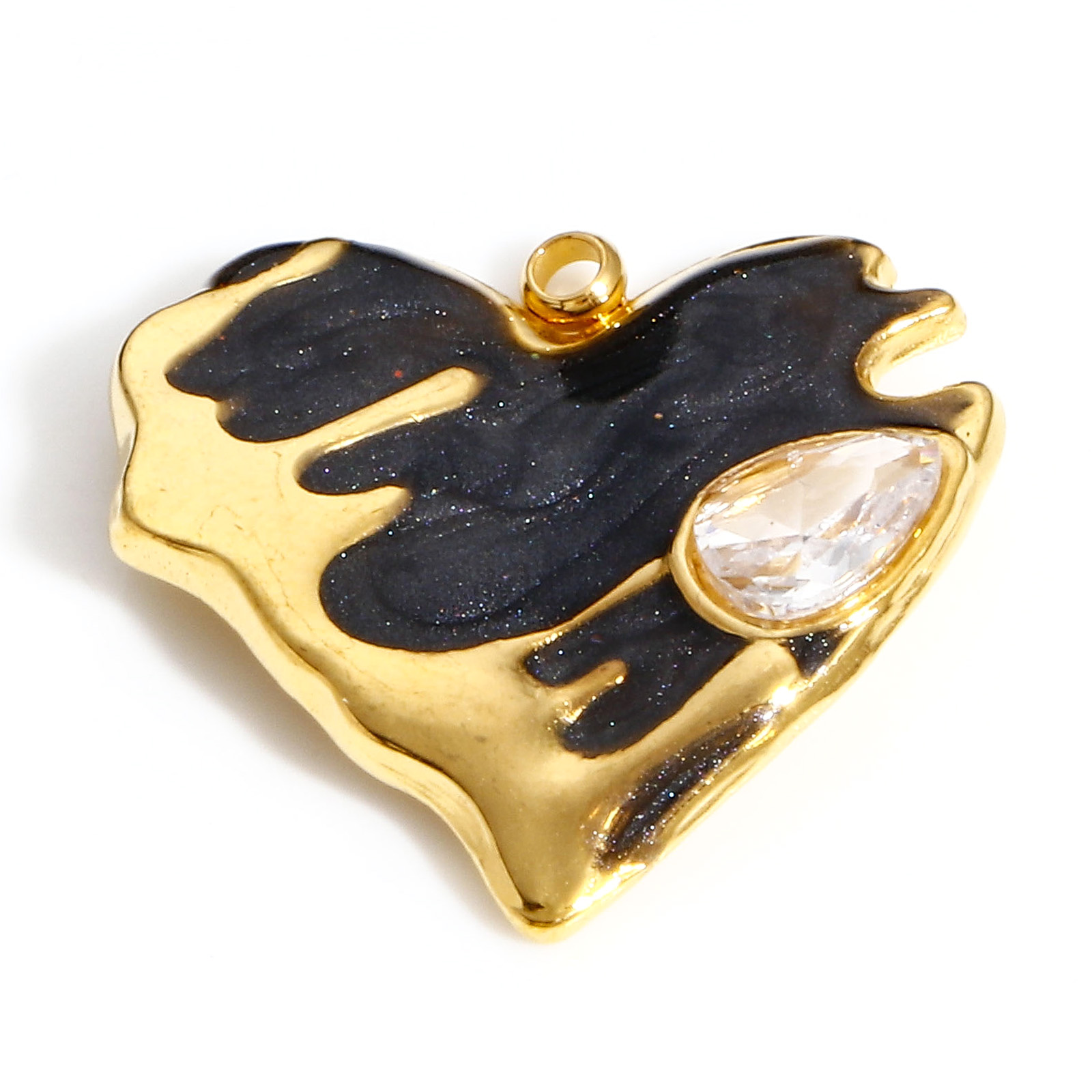 Dijes de corazón de acero inoxidable 304, colgantes de esmalte de mal de ojo religioso para la fabricación de joyas, collar del Día de San Valentín, hallazgos Diy, 1PC: COLOR ORO ROSADO