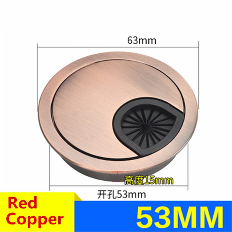 Wonzeal Zinc Alloy Round Table Wire Hole Covers Outlet Port Computer PC Desk Cable Grommet Line Holder 50mm/53mm/60mm/80mm: Red Copper 53mm