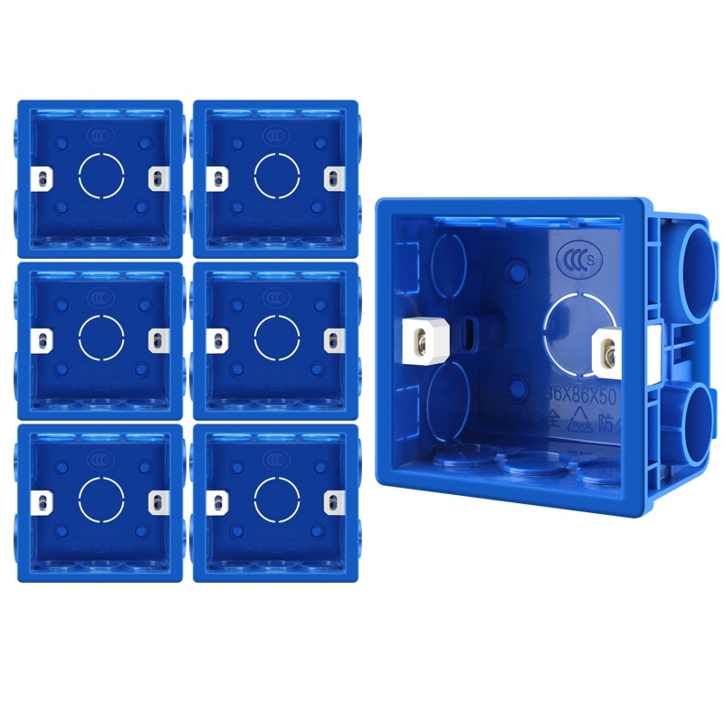 Justerbar 86- kontakts boks, monteres tilbage mørk boks pvc 50mm dybdevægskontakt vægstik montering kassetteboks ,12 stk