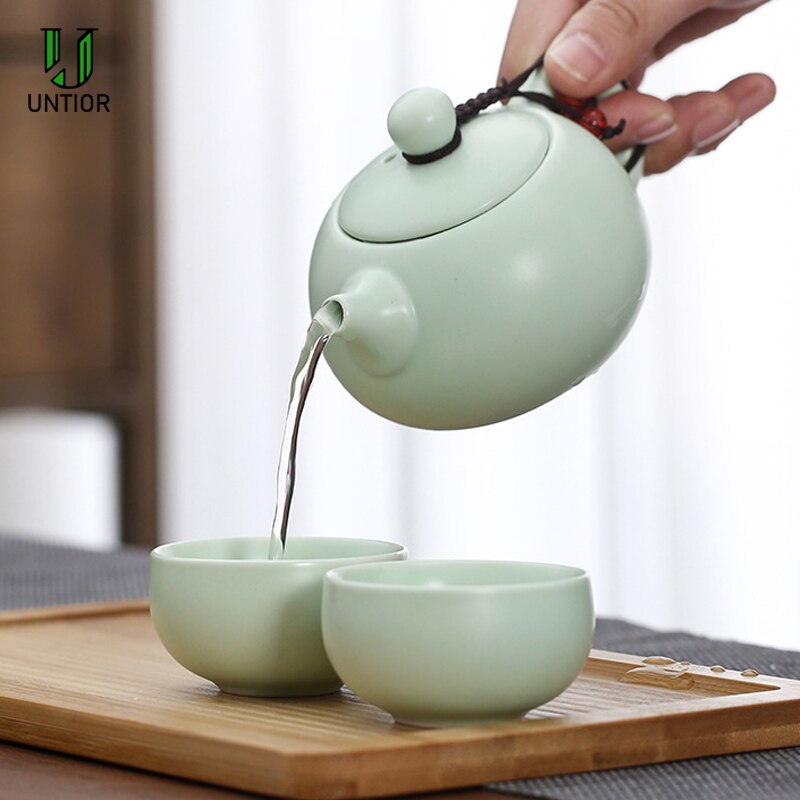 Untioor Keramische Theepot Outdoor Reizen Kung Fu Theepot Zak Reizen Set Chinese Thee Set Draagbare Thee Set Voor Verjaardag Bruiloft