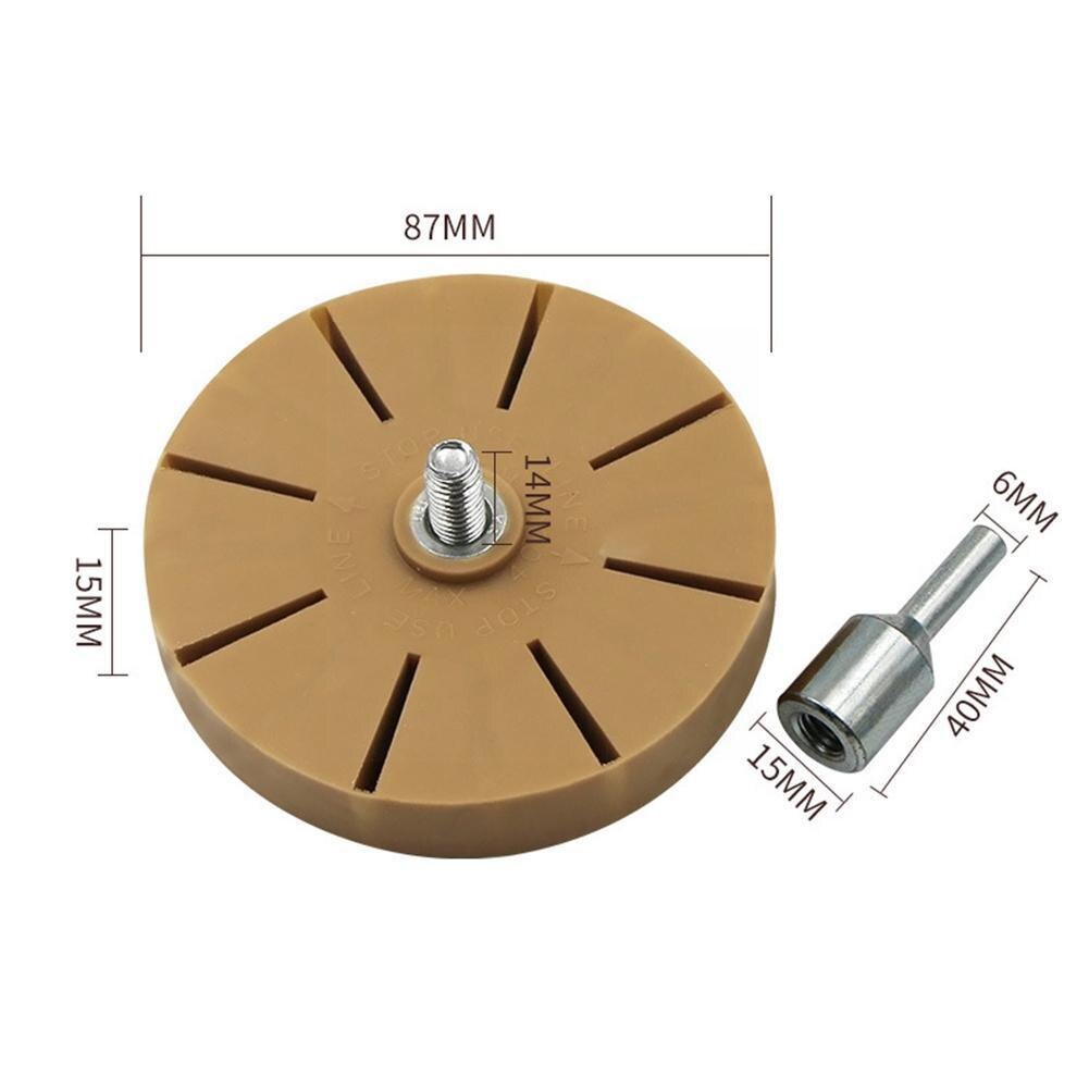 Rueda de goma Universal para eliminar pintura, pegatina neumática, pegamento adhesivo, herramienta de disco de desgomado para reparación de coche, 3,5 pulgadas, 88mm, G5g9