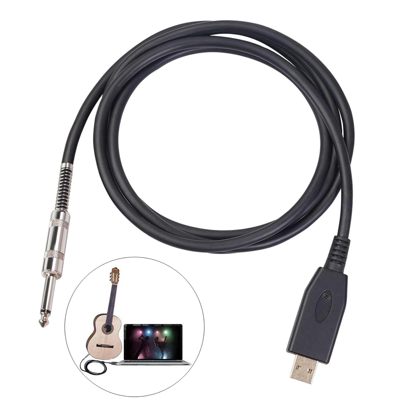 3m USB Guitar Cable USB to 6.35mm Guitar Interface USB to TS 1/4 guitar Jack Cable for Guitar Bass to Computer Music Recording