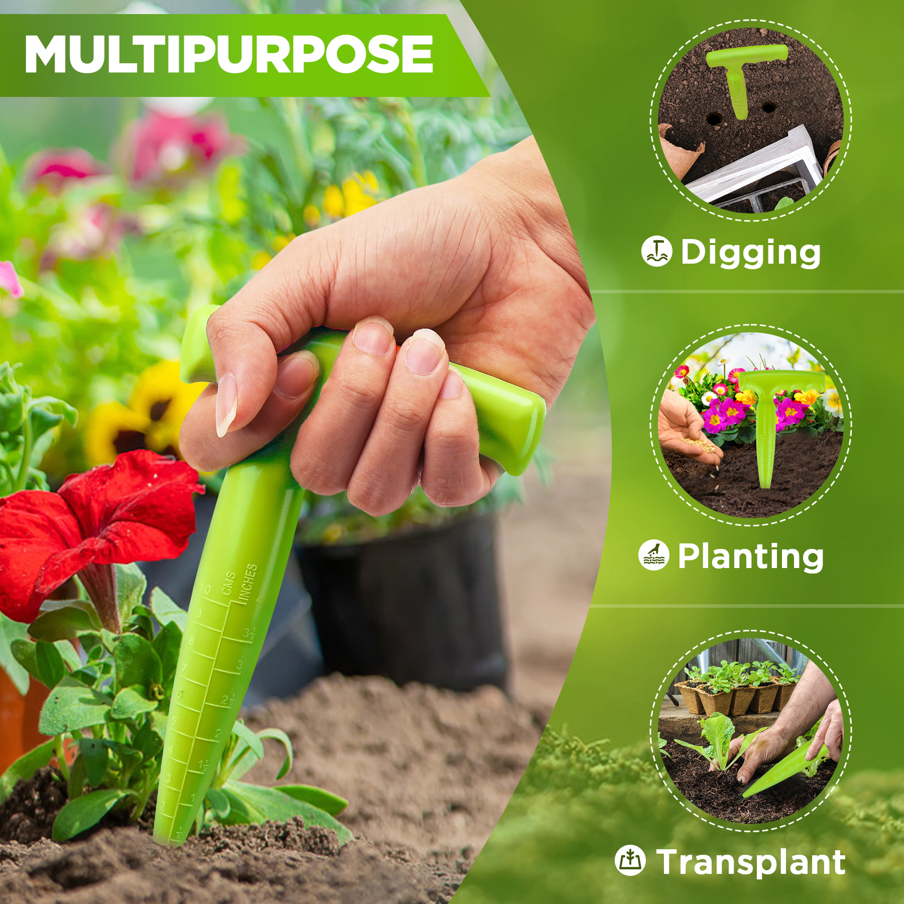 Kit de poinçonnage de trous verts, Machine réglable, transplantateur de semis, perforateur, semoir, coupe-plantes charnues, fournitures de jardin, 2 pièces/ensemble