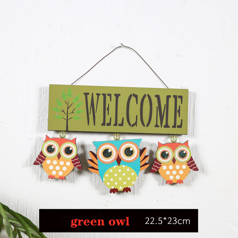 Mooie Uil Welkom Houten Bord Muur Opknoping Prikbord Voor Feestelijke Interieur Outdoor Home Deur Inrichting Tuin Decoratie: green
