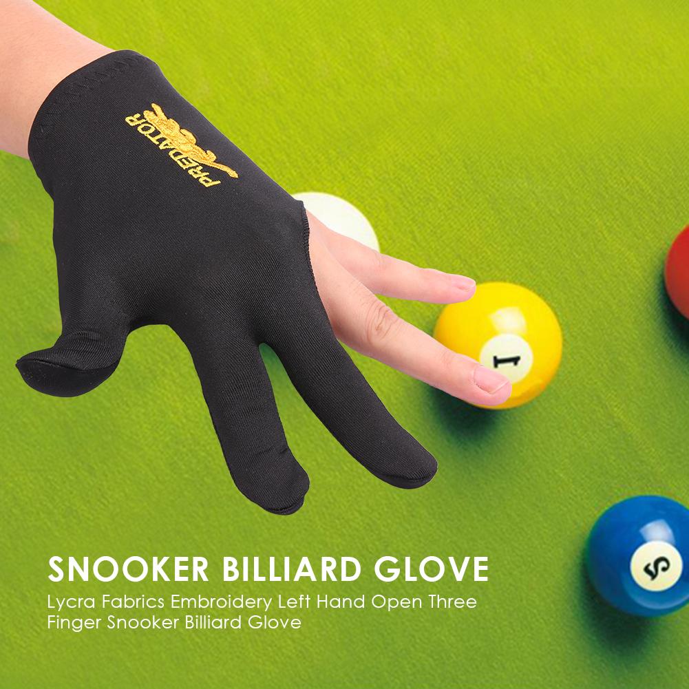 Snooker Billard Leica Stoff Drei Finger Warteschlange Handschuh Verknüpfungen Hand offen Schwimmbad Billard Accesoires für Mann Handschuh