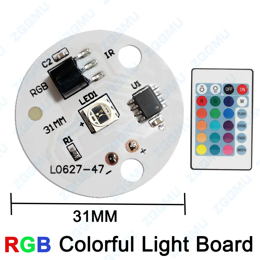 1 stk. led  dc5v farverige gradient rgb lyspaneler 38mm lyskilder med fjernbetjening til gør-det-selv bøgetræslampe led scenelys: Elfenben