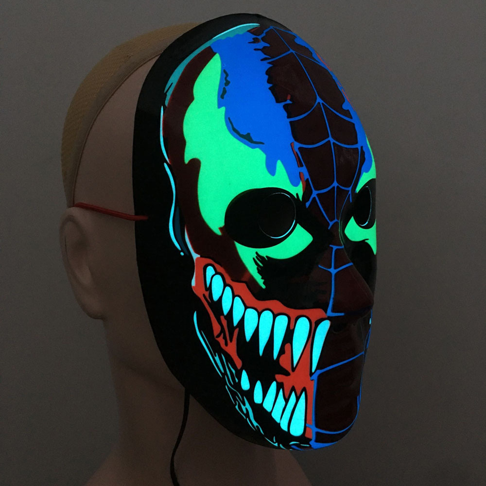 Clown LED Mask Halloween Party Mask Neon Light Up Luminous Wire Purge Scary