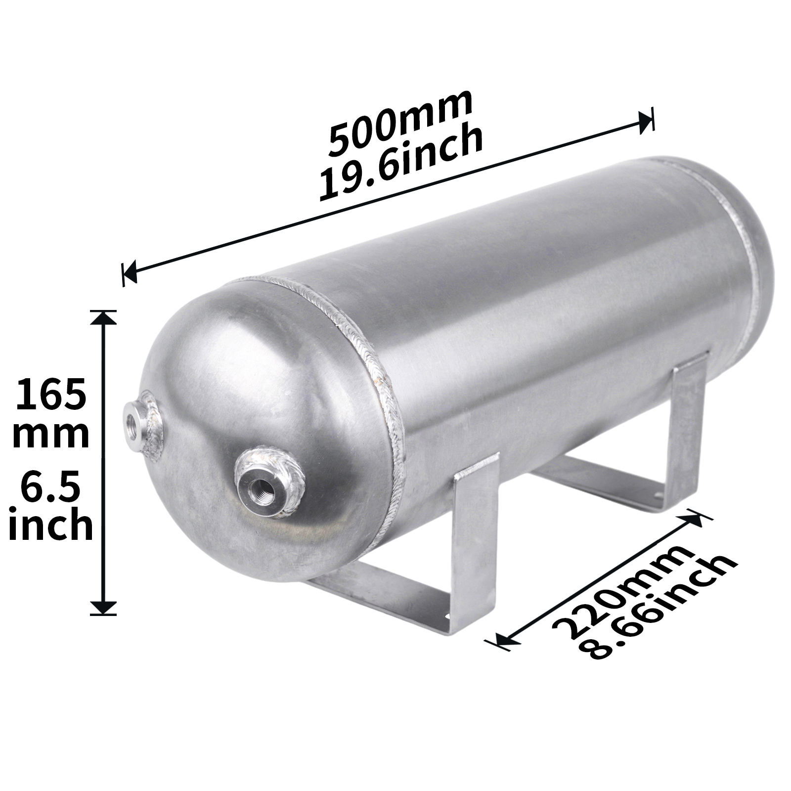 3 Gallon 4 Gallon 5 Gallon Aluminum Air Cylindern Silver Air Tank Pneumatic Air Suspension Tank Air Horn Tank 1/4 NPT Holes