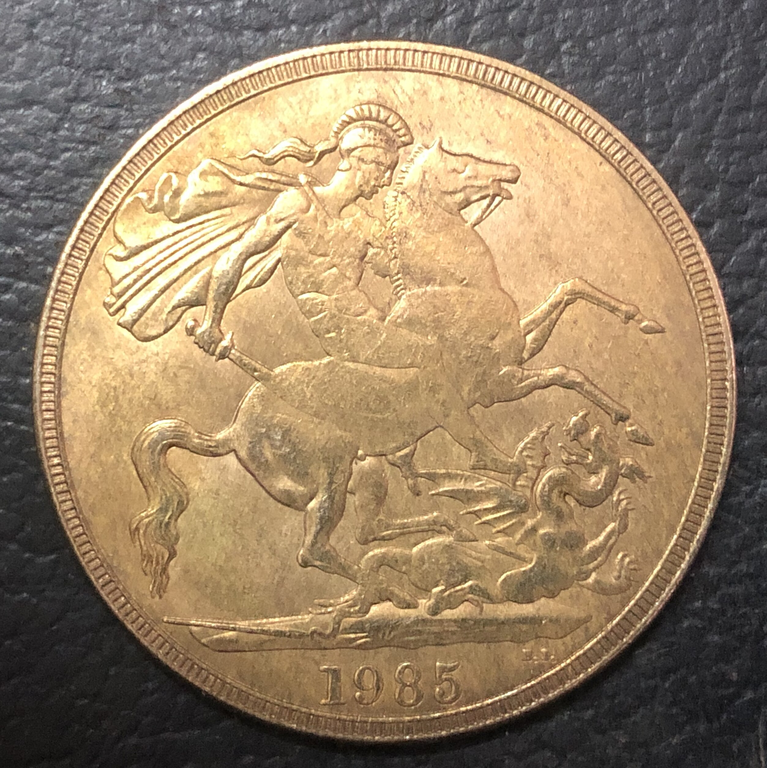 Coin de copie en or royaume-uni | 5 livres-Elizabeth II, 3ème portrait, séries souverain, pièce de monnaie