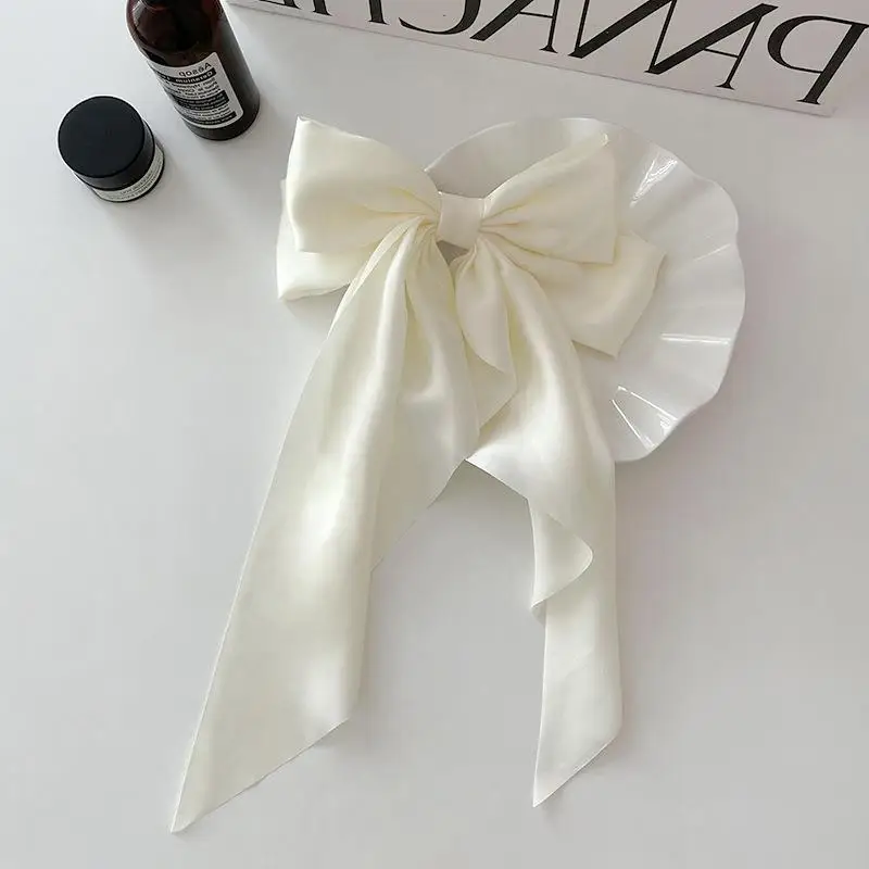 Pinza para el pelo con lazo , pasador para el pelo de satén liso Simple a la , diadema Retro con Clips, accesorios para el cabello para niñas: Lavanda