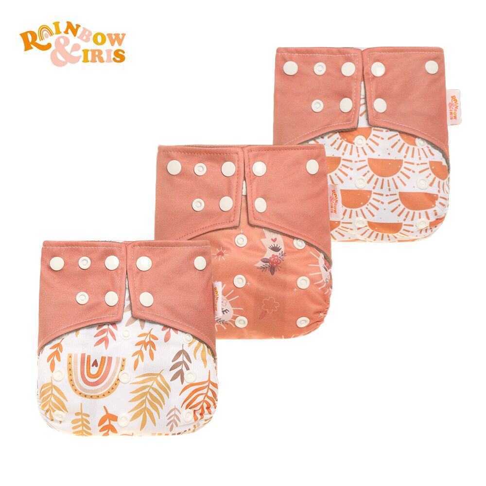 Rainbow&amp;Iris Removable Cloth Diapers Baby Diapers Washable Baby Diapers Button Diapers: Red