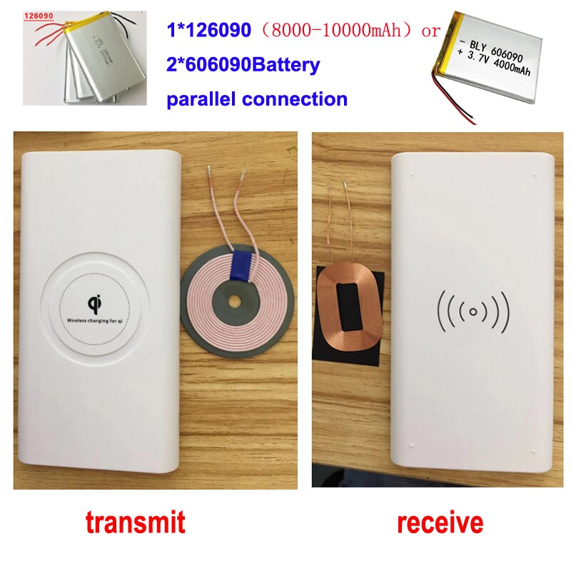 Diy power bank case shell 10000 mah portable powerbank battery case 2 in 1 qi wireless charger case battery følger ikke med