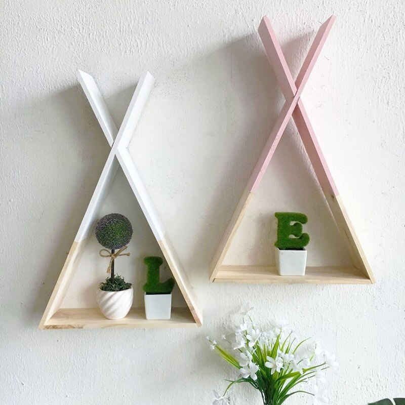 Bedroom Hanging Wall Shelves Wood Wall-Mounted Shelves Decorative Storage Display Shelf