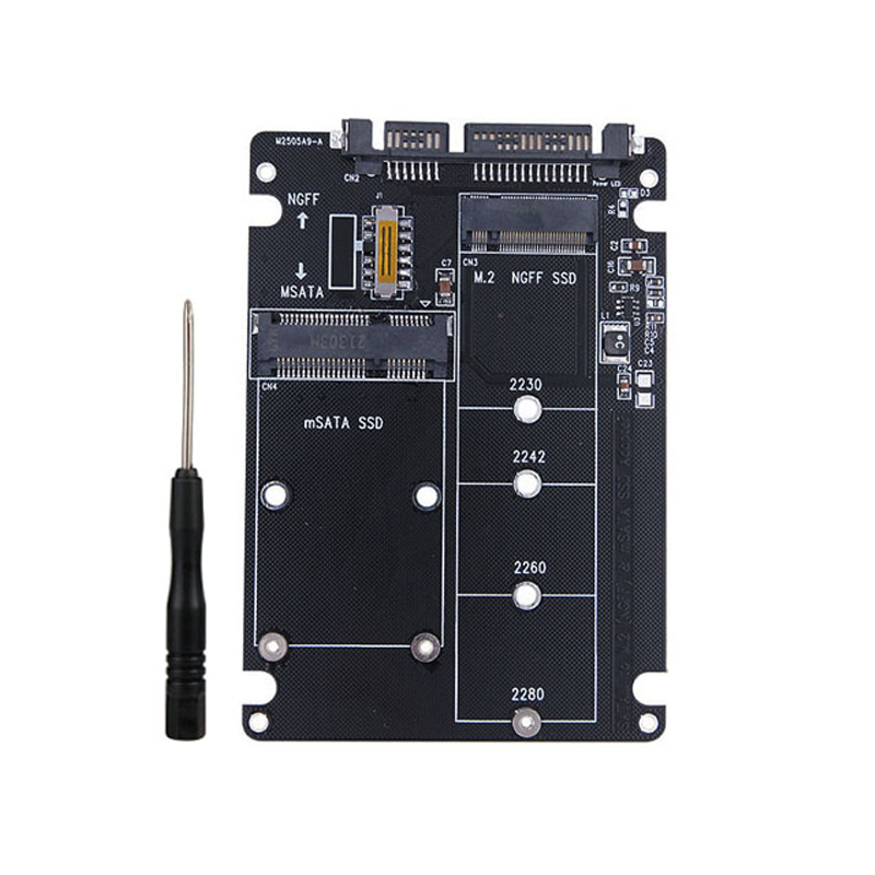 M.2/mSATA zu SATA Adapter M.2 NGFF mSATA SSD zu SATA3.0 2,5" Adapter mSATA/M2 SSD Konverter Riser Board Karte 6Gbps für PC Laptop