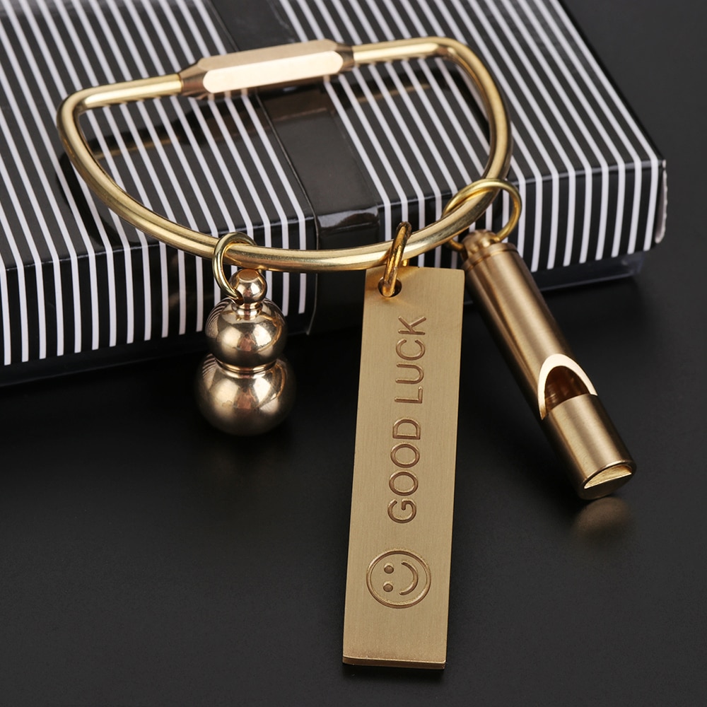 Portátil llavero latón portátil único herramientas de manualidades diy silbato gobernante colgante de llavero de la joyería llaveros Accesorios
