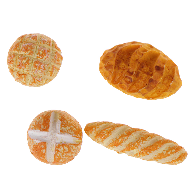 4 stk / parti skala 1/12 simulering brød dukkehus miniature mad morgenmad snack dessert køkken legetøj dukkehus miniature: Default Title