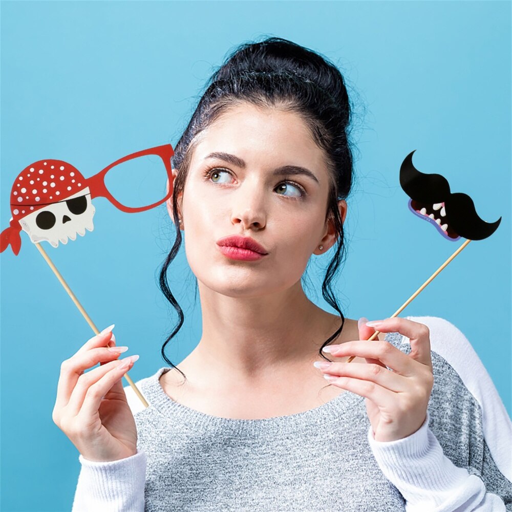 20pcs Funny Birthday Photo Props Birthday Supplies Party Picture Shooting Decors