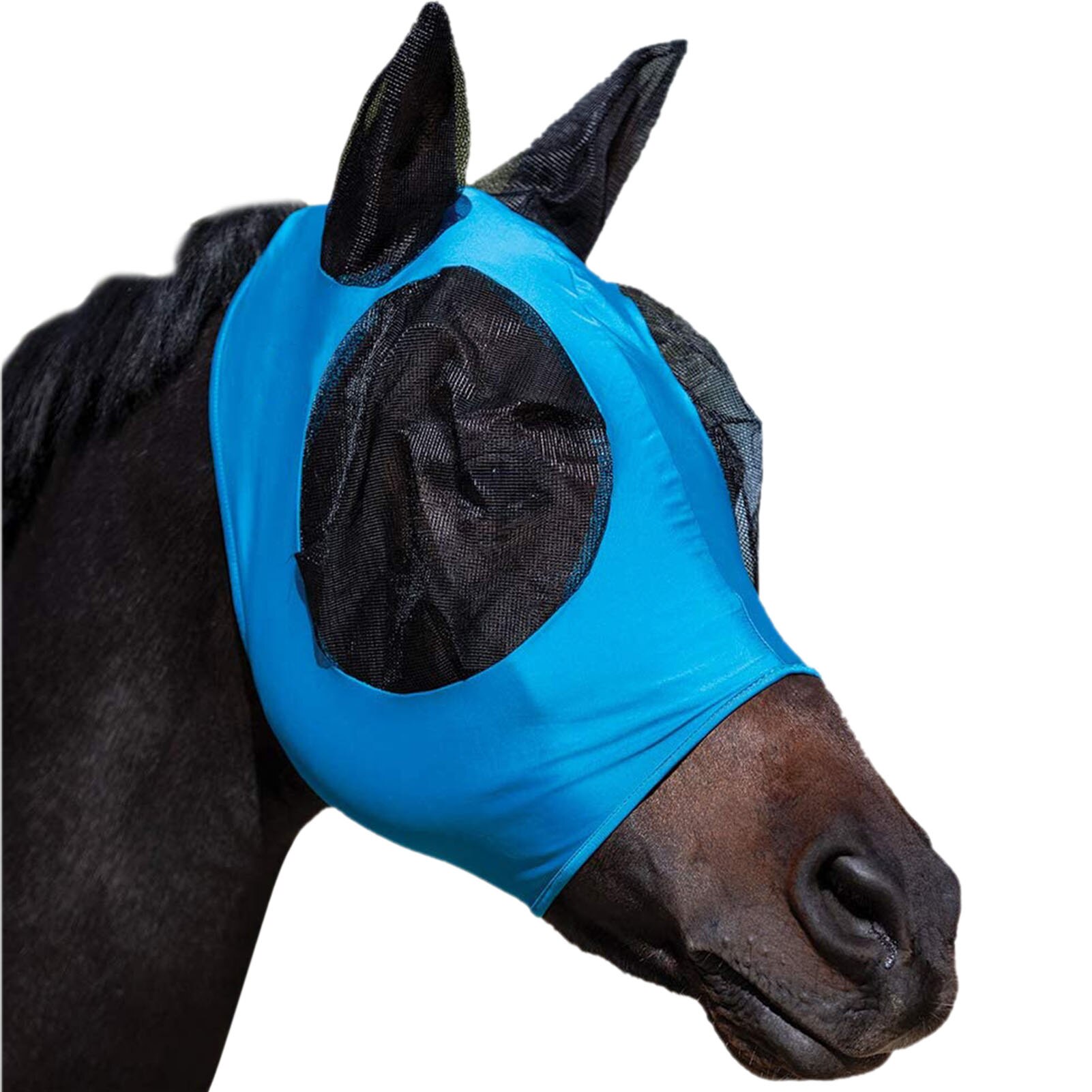 Anti Fly Mesh Equine Mask Horse Mask Stretch Bug Eye Horse Fly Mask With Covered Ears Horse Fly Mask Long Nose With Ears 1PC: Blue