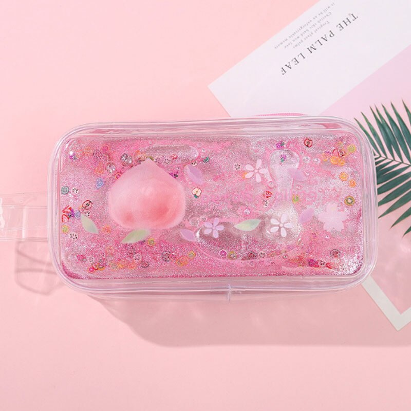 Kawaii owoce brzoskwinia awokado piórnik przezroczysty długopis torba o dużej pojemności piórnik dla dziewczyny szkolne śliczne biurowe: brzoskwinia F