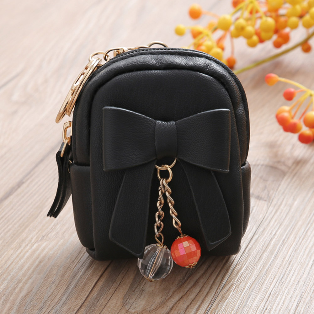 Nette Mini Leinen Keychain Kleine Tasche Schlüsselanhänger Frische Farbe Geldbörse Für Frau Tasche Anhänger freundlicher Spielzeug: Schwarz