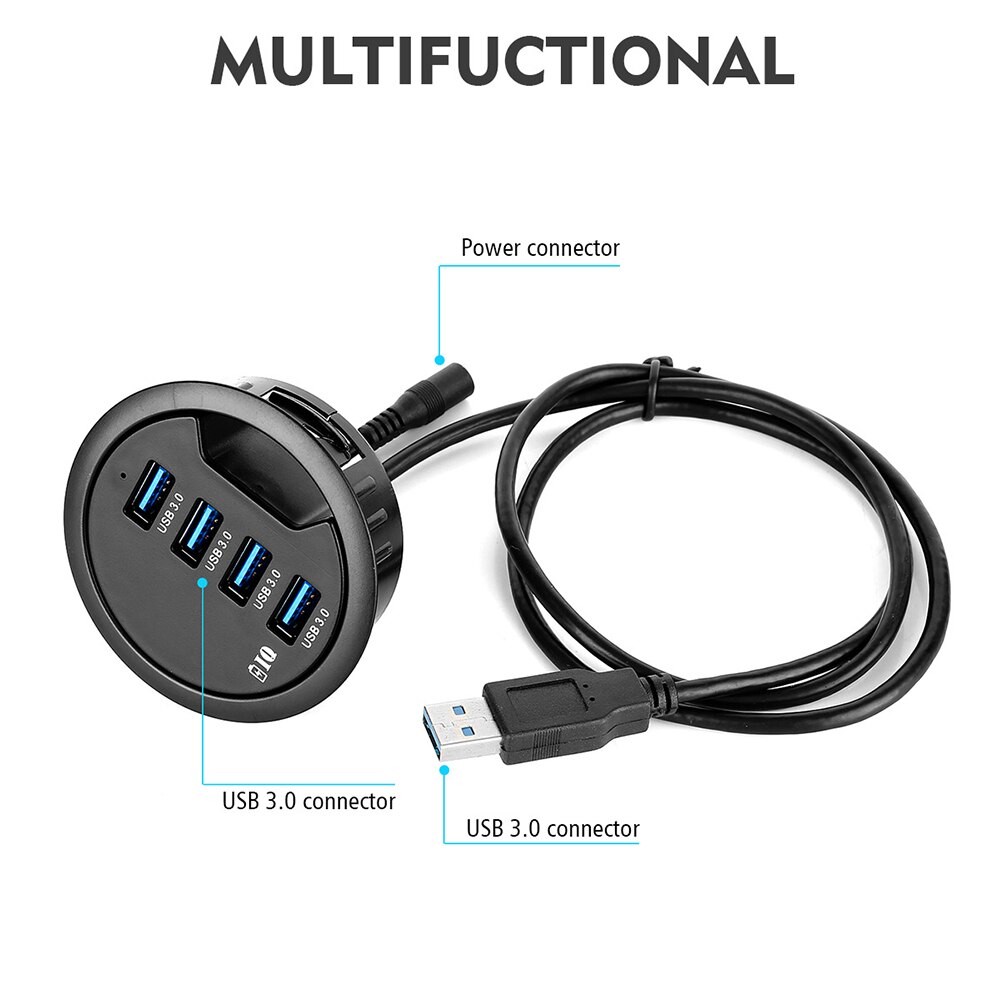 USB Desk Hub USB3.0 HUB With 4 Port USB3.0 Adapter For Desktop PC/Notebook USB HUB Desk Mount USB 3.0 Splitter Cable lenth 80cm