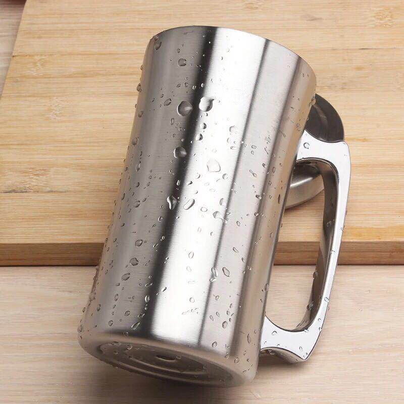 Taza aislante de acero inoxidable con tapa, vaso grande de 20oz, doble pared, vaso con mango, vaso térmico para cerveza