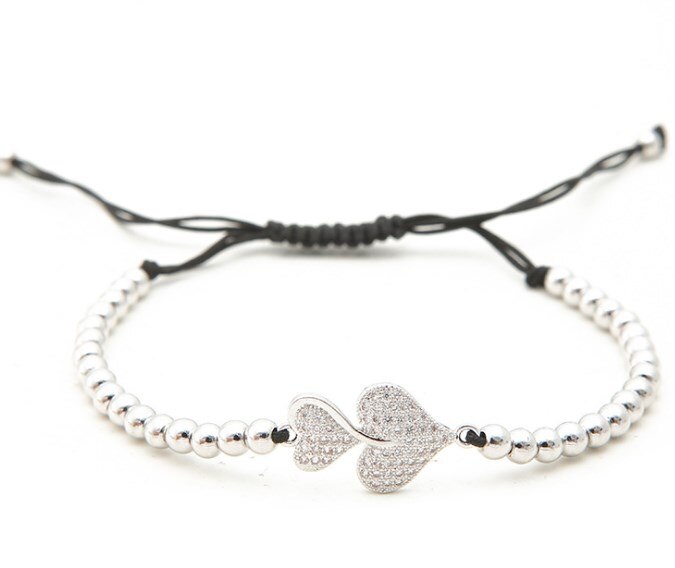 Oro argento micro pave cz Cubic Zirconia Corda regolata di rame Borda il Braccialetto rtt3 cuore di fascino Intrecciato Braccialetti Dei Monili Delle Donne: 2