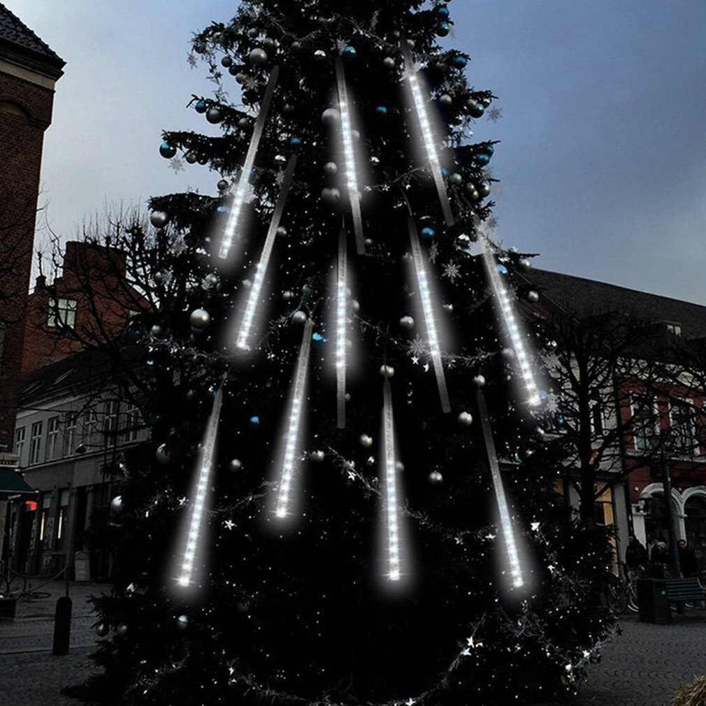 8Stck 50cm Weihnachten Party LED-leuchten Meteor Dusche Regen Schneefall Weihnachten Baum Garten Außen Lichterkette Für Dekor EU Ausführung: weiß licht