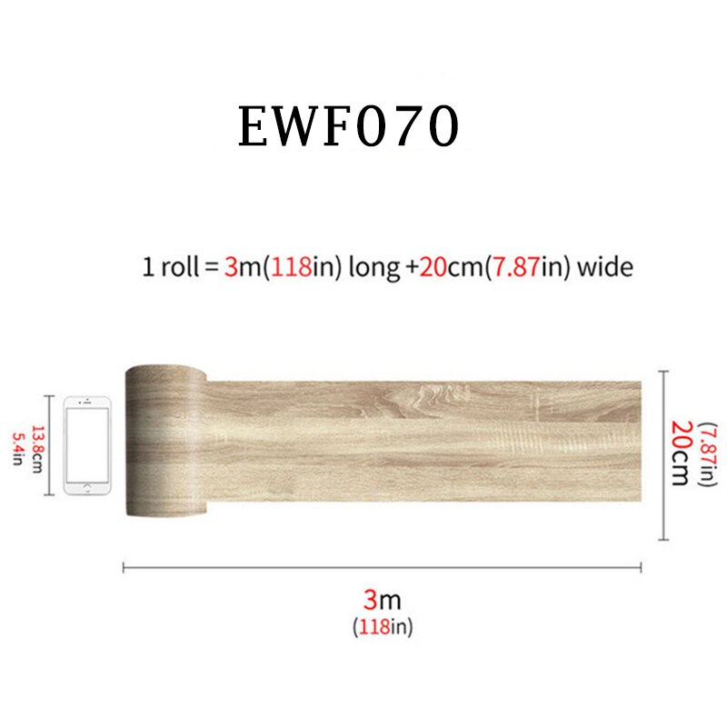 20x300cm Waterproof PVC Vinyl Wood Grain Self Adhesive Wallpaper Kitchen Living Room Wall Floor Stickers: H